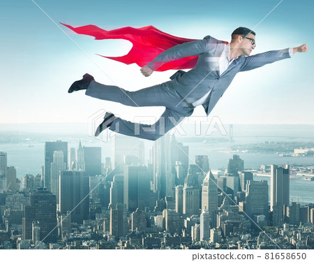 Businessman in superhero concept with red cover 81658650