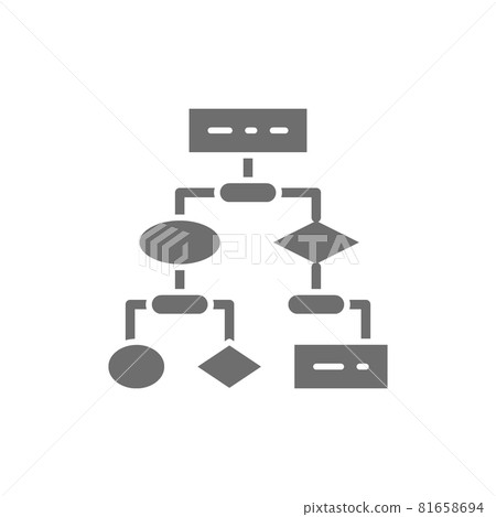 Algorithm, coding block schemes, api software grey icon. 81658694