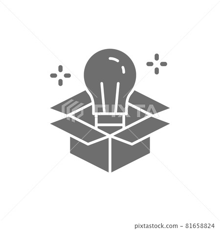 Light bulb in box, innovation, creative idea grey icon. Light bulb in box, innovation, creative idea grey icon. 81658824