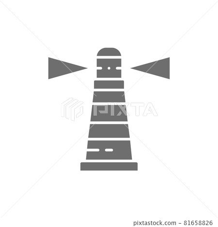 Lighthouse, beacon, warning sign, navigation, seamark grey icon. Lighthouse, beacon, warning sign, navigation, seamark grey icon. 81658826