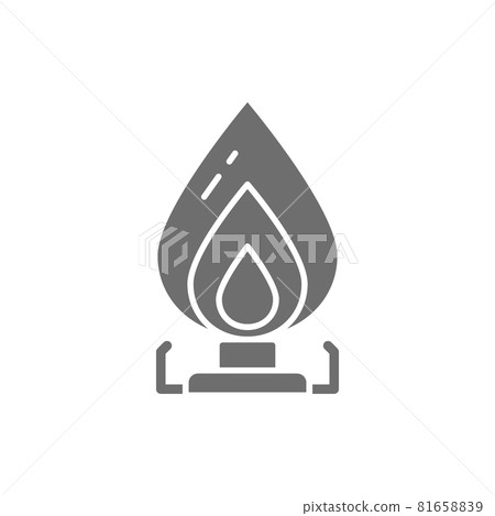 Vector gas stove, oil burner grey icon. 81658839
