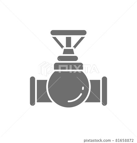 Vector valve, tap, pipe connector grey icon. 81658872