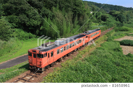 Kiha 40 running near Kameko Station on the Tsuyama Line 81658961