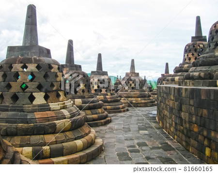 Stupas in Borobudur Temple, Central Java at Indonesia 81660165