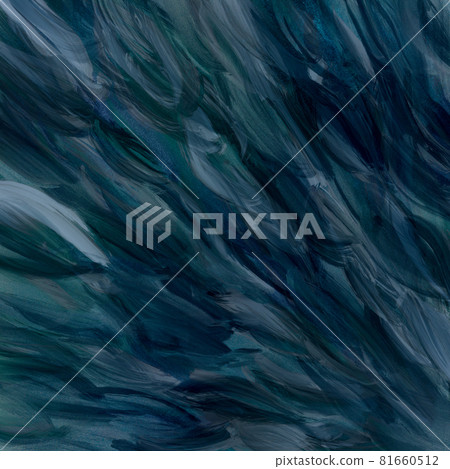 Art abstract background) Diagonal handwriting of dark blue glitter Oil painting Metallic Navy blue Overcoat Brush stroke Square 81660512