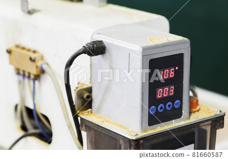 Industrial machine control panel, close-up 81660587