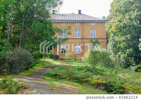 KOUVOLA, FINLAND - SEPTEMBER 20, 2018: Beautiful yellow old building of abandoned Anjala manor. The building was built at the turn of the 19th century and belonged to the Wrede family from 1837 KOUVOLA, FINLAND - SEPTEMBER 20, 2018: Beautiful yellow old building of abandoned Anjala manor. The building was built at the turn of the 19th century and belonged to the Wrede family from 1837 81662214
