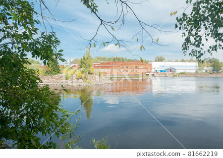KOUVOLA, FINLAND - SEPTEMBER 20, 2018: Hydroelectric power generation plant and Ankkapurha Industrial Museum at Kymijoki river, Finland 81662219