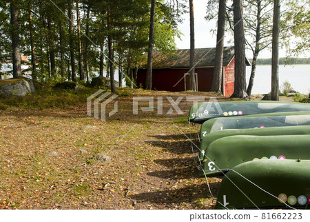 KOUVOLA, FINLAND - SEPTEMBER 20, 2018: Boats on the territory of Anjala manor. 81662223