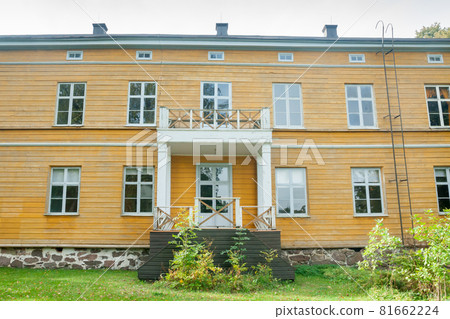 KOUVOLA, FINLAND - SEPTEMBER 20, 2018: Beautiful yellow old building of abandoned Anjala manor. The building was built at the turn of the 19th century and belonged to the Wrede family from 1837 81662224