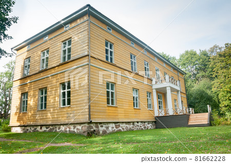 KOUVOLA, FINLAND - SEPTEMBER 20, 2018: Beautiful yellow old building of abandoned Anjala manor. The building was built at the turn of the 19th century and belonged to the Wrede family from 1837 81662228
