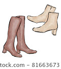 水彩風格時尚靴子插畫 81663673