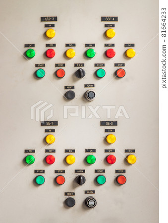 Push button and selector switch of control panel of a building. 81664233