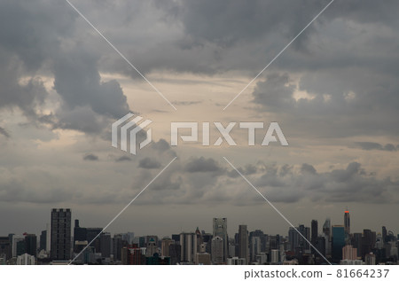 Aerial view of Beautiful scenery view of Skyscraper Afternoon time creates relaxing feeling for the rest of the day. Aerial view of Beautiful scenery view of Skyscraper Afternoon time creates relaxing feeling for the rest of the day. 81664237