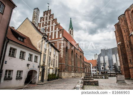 Riga old town s street view near Lutheran St. John s Church, Latvia Riga old town s street view near Lutheran St. John s Church, Latvia 81666903