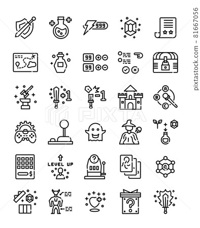 set of simple line rpg game items 81667056