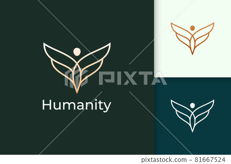 Luxury freedom logo in human and wing represent humanity or peace 81667524