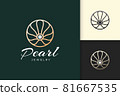 Luxury pearl logo in abstract and circle shape represent jewelry or beauty 81667535