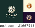Luxury pearl logo in abstract and circle shape represent jewelry or beauty 81667543