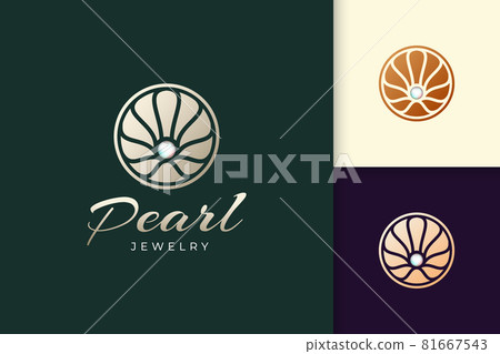 Luxury pearl logo in abstract and circle shape represent jewelry or beauty Luxury pearl logo in abstract and circle shape represent jewelry or beauty 81667543