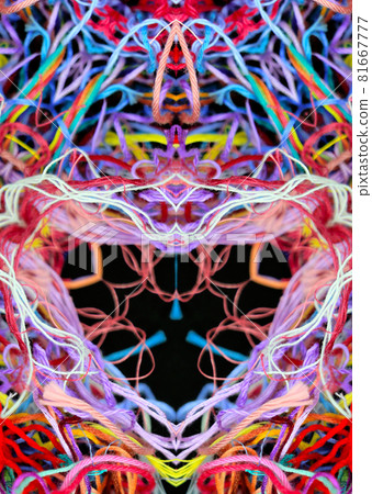 Abstract pattern of bright multicolored threads with 3D effect Abstract pattern of bright multicolored threads with 3D effect 81667777