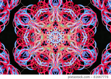 Abstract pattern of multicolored threads on a black background 81667778