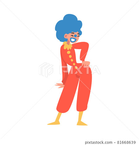 Woman Clown with Makeup Face and Flamboyant Costume as Circus Artist Character Performing on Stage or Arena Vector Illustration 81668639