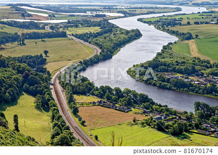 View from Kinnoull Hill of River Tayl - Perth - Scotland 81670174