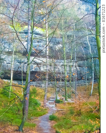 Saxony park in Germany with stones Saxony park in Germany with stones 81671223