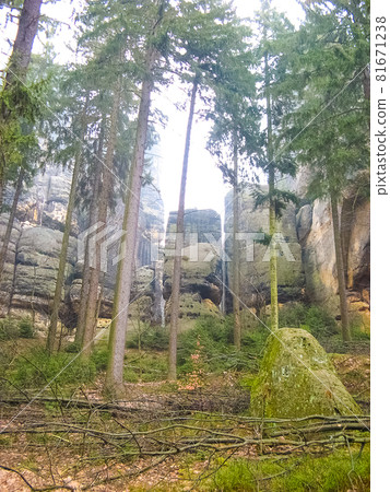 Saxony park in Germany with stones 81671238