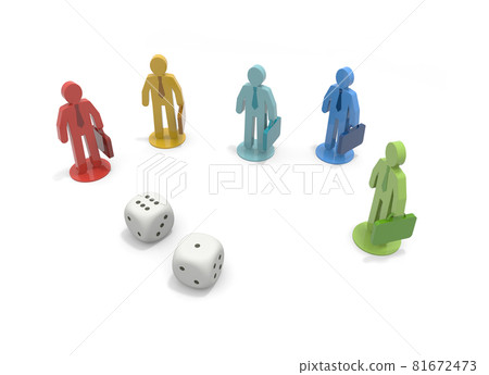 Businessmen and dice. Work luck is decided. Business is like a game. 81672473