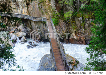 View of Weller Bridge over the Oetztaler Ache River near Oetz Tyrol Austria 81672784