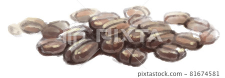 Watercolor illustration of roasted coffee beans 81674581
