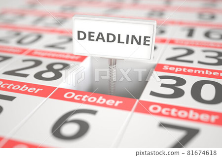 DEADLINE plate on September 29 in a calendar, conceptual 3d rendering DEADLINE plate on September 29 in a calendar, conceptual 3d rendering 81674618