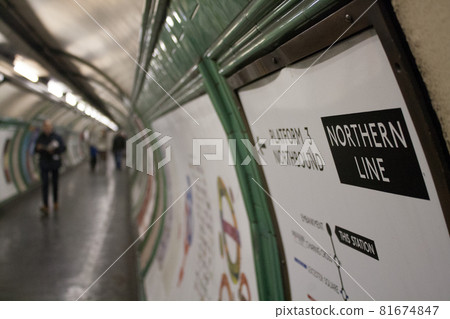 London Underground tunnel connecting different platforms. London Underground tunnel connecting different platforms. 81674847