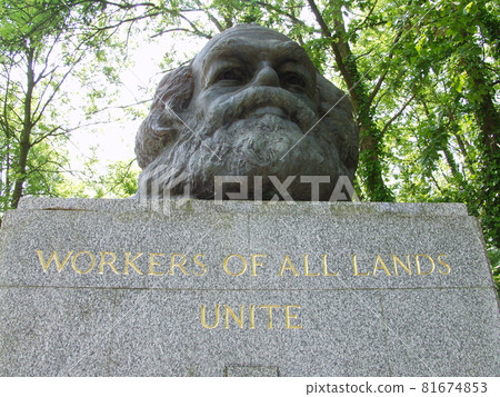Bust of Karl Marx in Highgate cemetery, London, United Kingdom. Bust of Karl Marx in Highgate cemetery, London, United Kingdom. 81674853