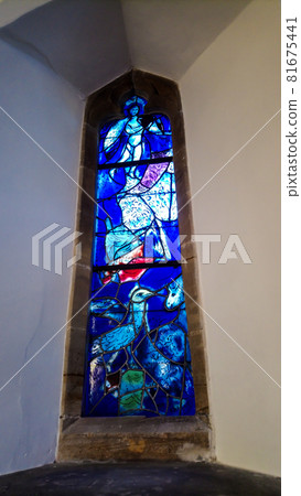 Chagall's stained glass in a small church on the outskirts of London, England Chagall's stained glass in a small church on the outskirts of London, England 81675441