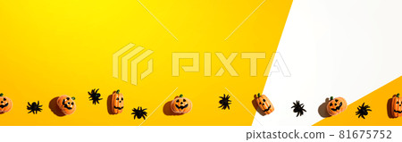 Miniature Halloween pumpkin ghosts with spiders Miniature Halloween pumpkin ghosts with spiders 81675752