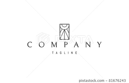 Vector logo on which an abstract image of the sun with rays in a rectangle. 81676243