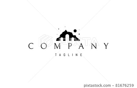 Vector logo on which an abstract image of a mountain with arched passages. Vector logo on which an abstract image of a mountain with arched passages. 81676259