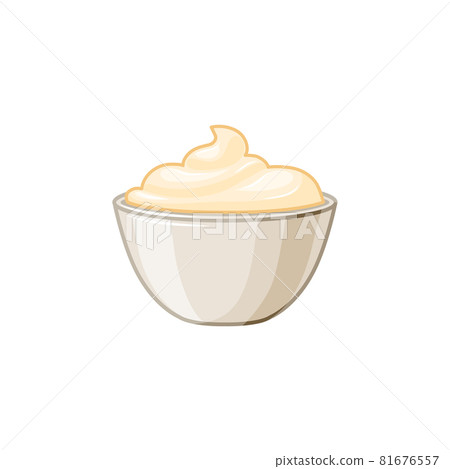 Mayonnaise bowl on a white isolated background. icon. Sauce. Vector cartoon illustration. 81676557