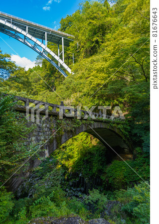 Bridge over a canyon and blue sky Bridge over a canyon and blue sky 81676643