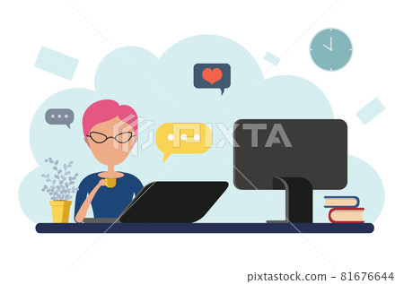 Woman work at home office Woman work at home office 81676644