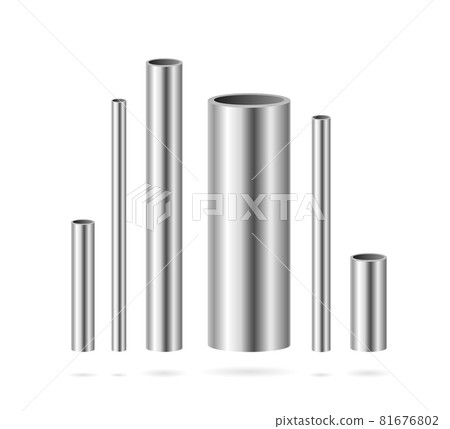 Realistic Detailed 3d Steel or Metal Pipes Set. Vector Realistic Detailed 3d Steel or Metal Pipes Set. Vector 81676802
