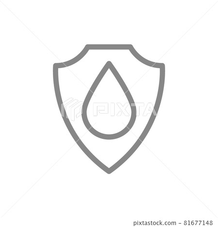 Protective shield with drop line icon. Safe water, protected water, filtered Protective shield with drop line icon. Safe water, protected water, filtered 81677148