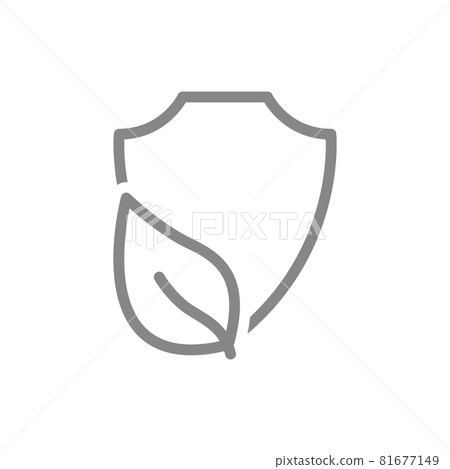 Protective shield with leaf line icon. Safe nature, protection of nature Protective shield with leaf line icon. Safe nature, protection of nature 81677149