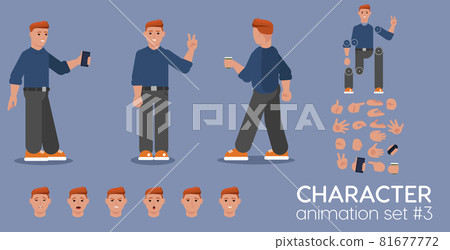 Young redheaded man character animation set. 81677772