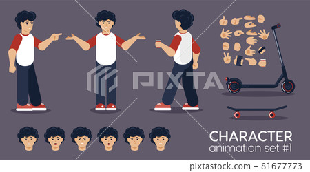 Young man character animation set. 81677773