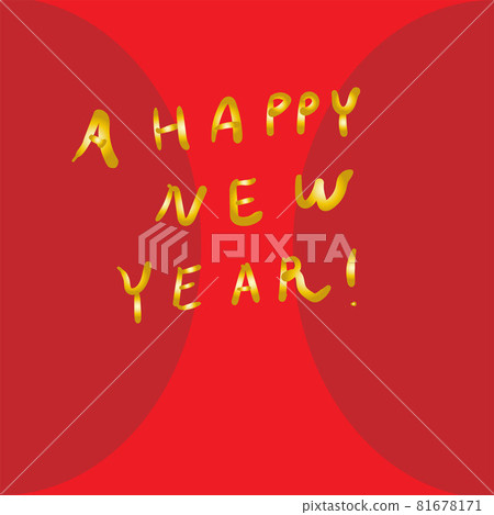 New Year's card material with handwritten characters on a red background 81678171