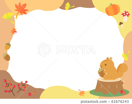 Autumn squirrel cute frame frame POP - Stock Illustration [81678243 ...